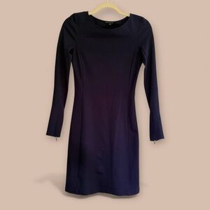 Theory Navy Long Sleeve Mini Dress P/TP Petite Knit Workwear